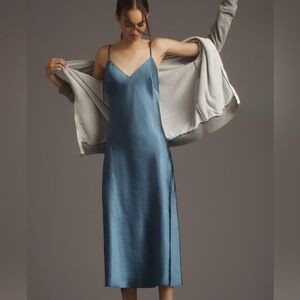 Anthropologie NWT blue strappy midi slip dress